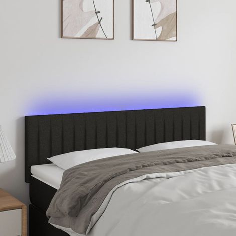 vidaXL Testiera a LED Nera 144x5x78/88 cm in Tessuto (1/5)