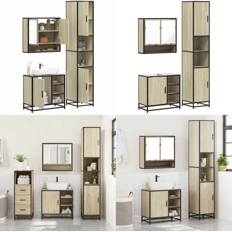 vidaXL Ensemble de meubles de salle de bain 3 pcs chêne sonoma (1/5)