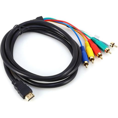 1 Câble adaptateur HDMI vers 5 RCA, conversion RGB YPbPr, connecteur mâle, pour téléviseur ancien (1/5)