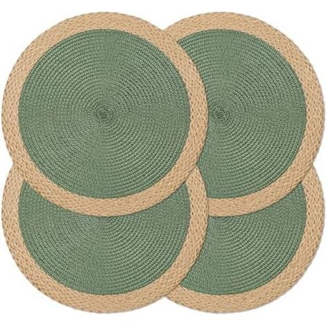 Manteles individuales redondos tejidos, 38 cm (15 pulgadas), juego de 4