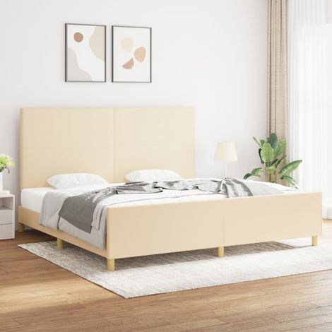 Bettgestell ohne Matratze Creme 200x200 cm Stoff vidaXL (1/5)