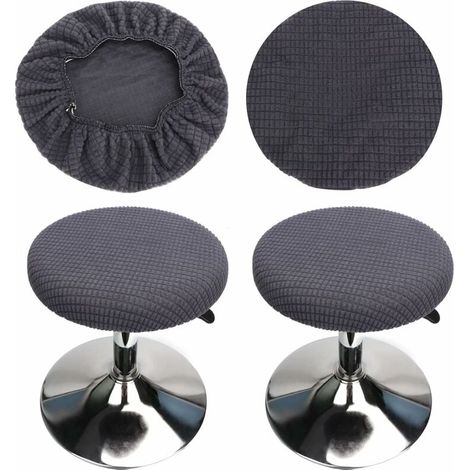 2 Pièces Housse Tabouret Rond(Gris), Housse Tabouret de Bar Rond, Lavable Facile d'entretien Doux et Durable, pour Tabouret 30-40cm (1/5)