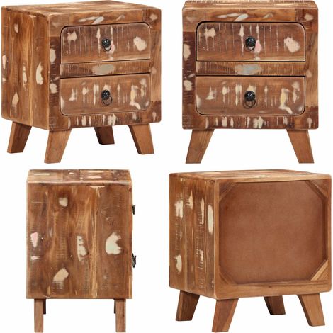 vidaXL Table de chevet 40x32x46 cm bois massif de récupération (1/5)