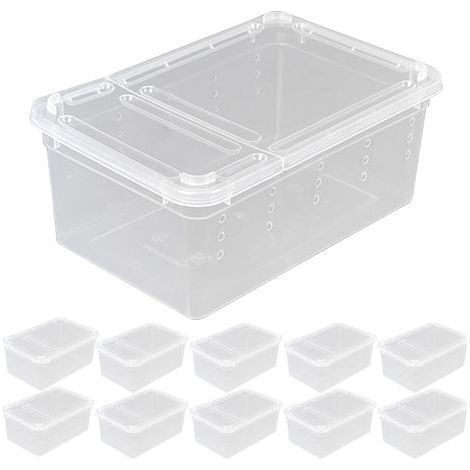 10 Brutboxen, transparent, PP-Kunststoff, seitliche Belüftung, für Reptilien und Insekten (1/5)