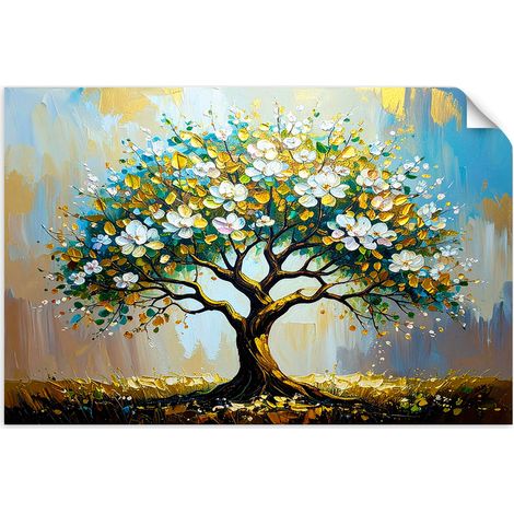 Selbstklebendes Poster – Wandsticker Baum des Lebens Grün Gold 30x20 cm (1/3)