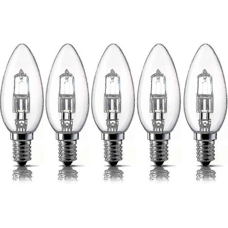 Ampoules halogènes E14 42 W, culot à vis Edison, blanc chaud, dimmables, lot de 5 (2025) (1/4)