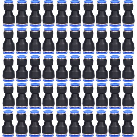 50 raccords réducteurs pneumatiques droits à insertion pour tube d'air P10-8