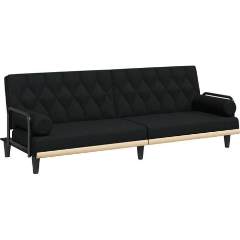 Canapé  Sofa-lit avec accoudoirs noir tissu