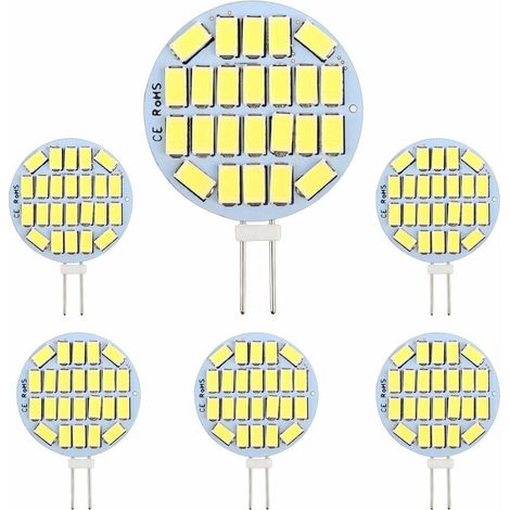 G4 LED 3W, AC12-24V, 300lm Kaltweiß 6000K, 24x5730 SMD, entspricht einer 30W Halogenlampe, nicht dimmbar, G4 runde LED-Lampe für Schrankbeleuchtung, Einbauleuchten, 6er-Pack