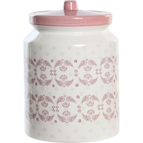 Gefäß DKD Home Decor Rosa Weiß Dolomite (15,5 x 15,5 x 21 cm)