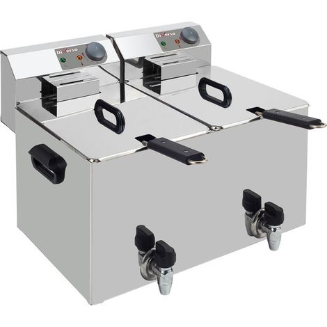 Friteuse de table électrique 2x 8 litres + robinet de vidange - Diverso