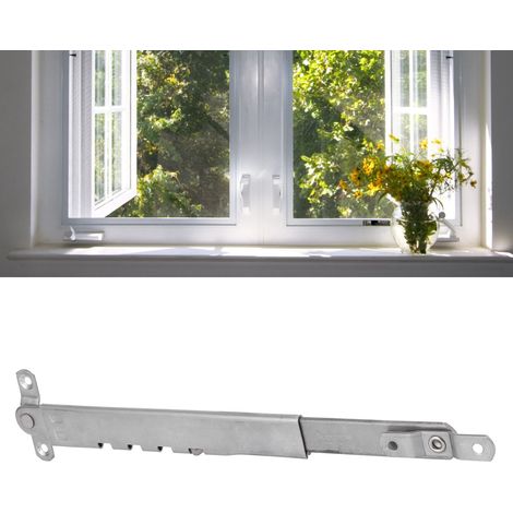 Fensterbegrenzer mit Teleskopstange aus Edelstahl – Windfestes Stützzubehör, Fixierung und Einstellung des Öffnungswinkels, einfache Montage (1/5)