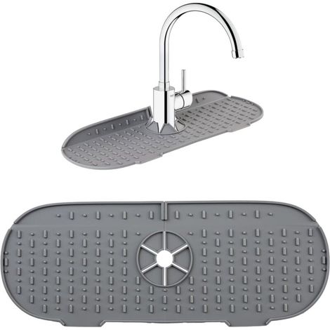 Tapis de robinet en silicone anti-éclaboussures pour évier de cuisine et de salle de bain - Gris (1/5)