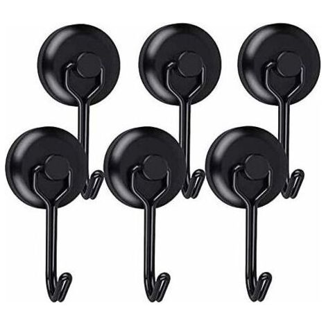 Starke Magnethaken – Schwarz – Neodym – Drehbar – 6 Stück – Für Kühlschrank, Küche, Geschirrtücher, Tafeln (1/5)