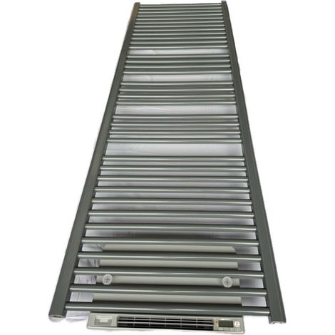 Seche serviette eau-chaude 1014W + Turbo electrique 950W acier couleur gris RAL 7011 1807x600mm 36 tubes droits FLORES T (1/5)
