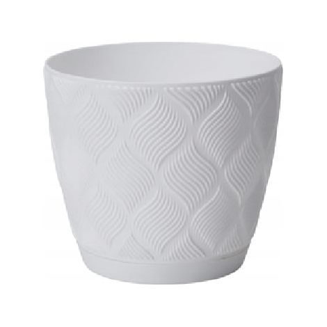 Vaso da fiori ecologico bianco 17,2x19cm in plastica classica alla moda con sottovaso Flow Petit