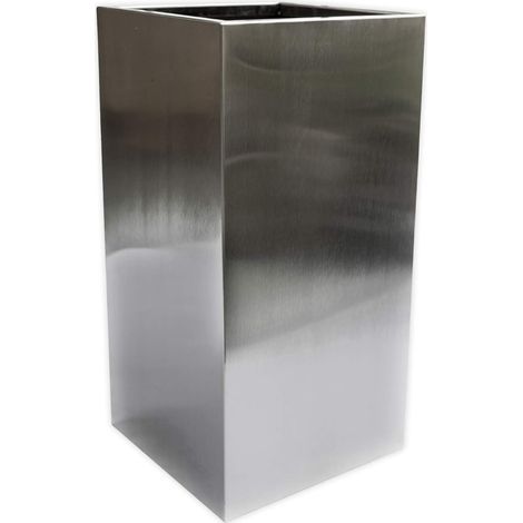 Köhko® Bac à fleurs design en acier inoxydable VIVA 45 x 45 x 80 cm, contenant à fleurs grand format brossé mate, forme angulaire (1/5)