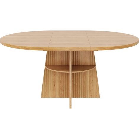 Mesa de comedor redonda extensible de MDF 110-150 x 110 x 77,5 cm color natural (1/5)