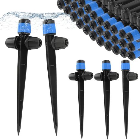 35 pièces d'émetteurs pour système d'irrigation goutte à goutte, pièces de pulvérisateur d'irrigation goutte à goutte bloquées en 2 formes pour tuyaux de 0,6 cm, goutte à goutte à flux d'eau (1/4)