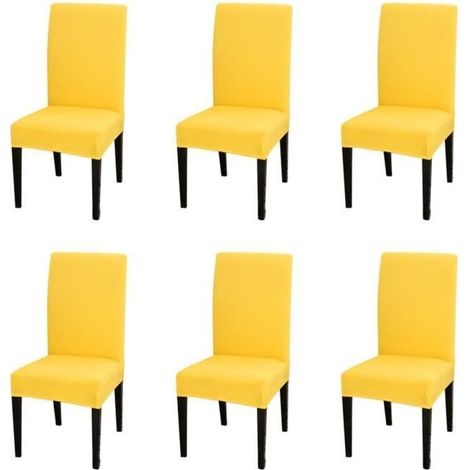Housses de chaise - - 6 pièces - Jaune - Déhoussable - Synthétique - Chambre (1/4)