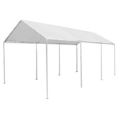 Gazebo de exterior con cobertura para coche, garaje de estacionamiento blanco, 3x6 m (1/4)