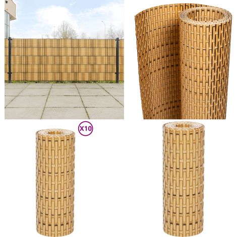 Balkon-Sichtschutze 10 Stk. Hellbraun 255x19 cm Poly Rattan - Balkonsichtschutz - Sichtschutz Balkon - Privacy Screen - Gartenzäune - Terrassenabdeckung - Home & Living