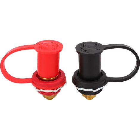 Paire de bornes de batterie à vis 3/8 pouce, noires et rouges, en laiton, pour chargeur et câbles, adaptée camions, bateaux, quads et voitures. (1/5)