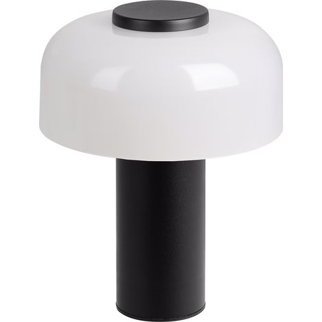 Lampade Da Tavolo Esterno Contemporaneo Ponente Acciaio Nero Vetro Bianco Led
