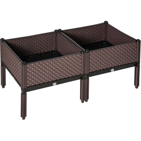 Set of 2 41L Elevated Planter Boxes with Self-Watering Design and Drainage Holes, Perfect for Flower and Vegetable Gardening