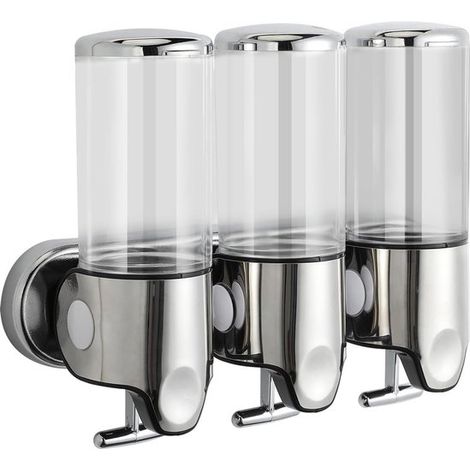 Dispenser di sapone 3 in 1 per doccia - Dispenser di shampoo e balsamo a parete - 1500 ml - Dispenser di sapone in acciaio inossidabile a prova di perdite (incolore) Marca: Senza marchio (1/5)