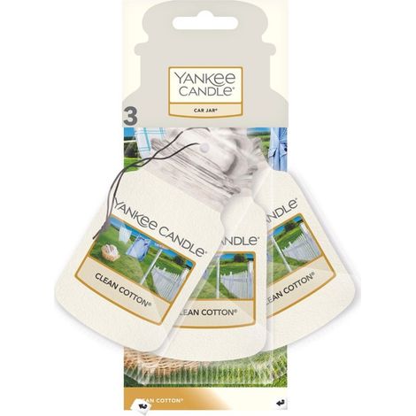 Vela Yankee Candle para coche, fragancia de regalo para coche: Algodón Limpio (3 x 15 g) (1/2)