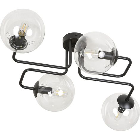 Plafonnier Emibig Brendi 4xE14 noir verre clair 55cm (1/5)