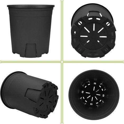 Lot de 5 Pots de Fleurs en Plastique Noir de 16.5 cm pour Plantes succulentes, légumes et boutures (1/4)