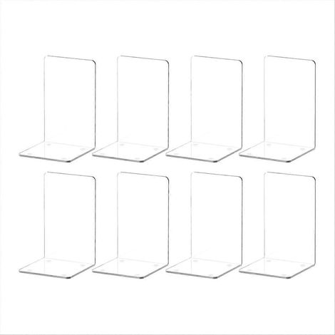 Serre-livres en acrylique en forme de L, support pour étagère ou bureau, rangement décoratif. (1/5)
