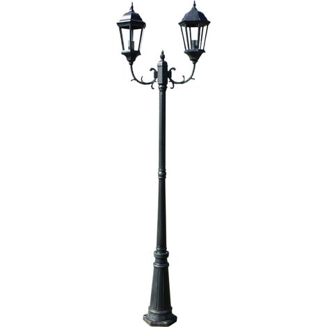 Garden Light Post 2-arms 230 cm Dark Green/Black Aluminium vidaXL