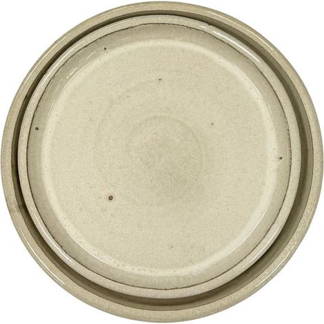 Soucoupe ronde 21cm blanc faite à la main en terre cuite émaillée