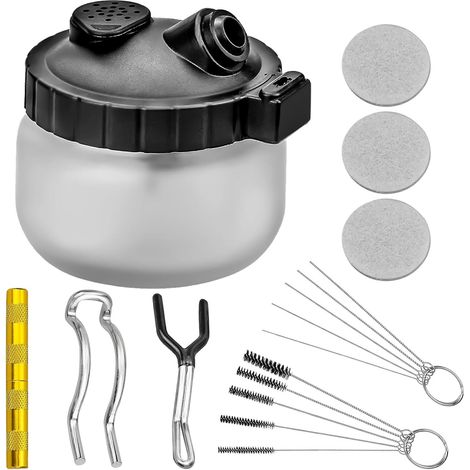 1 Set Airbrush-Reinigungsset, Airbrush-Reinigungstopf, Reinigungswerkzeuge für Airbrush-Pistolen, Glastopf mit Reinigungsbürsten (1/5)