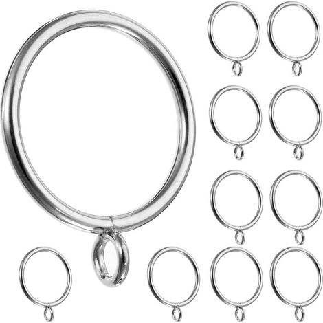 Paquete de 50 anillas para cortinas de 38 mm – Ganchos metálicos para barras de cortina de hasta 35 mm de diámetro – Plateado (1/5)