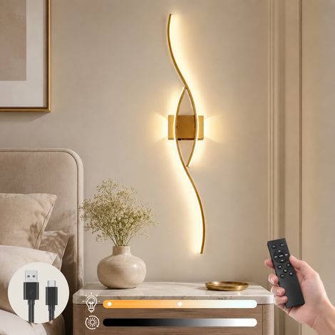 Applique murale LED rechargeable sans fil 10000 mAh, lampe murale dimmable avec télécommande, 2700-6500 K, Doré, 1 pièce (1/5)