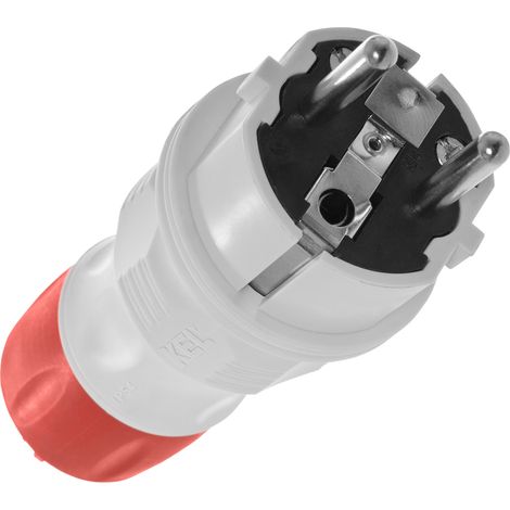 Gerader, abnehmbarer Stecker WT-54 IP54 2P+Z 16A 250V Uni-Schuko grau-rot (1/5)