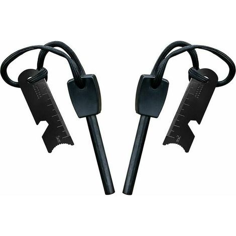 Survival-Feuerstarter, Feuerstarter mit Schaber, wasserdicht, 10.000 Funken bei 3.000 Grad, 8 mm Stab, Magnesium-Feuerstahl - Feuerstarter, Halsband, Multifunktionsschaber (2 Stück) (1/4)
