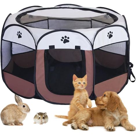 Enclos pour Chiot - 74 x 74 x 43 cm - Cage pour Chien pour la Maison - Cage grillagée pour Chien - à Lancer pour Chat - intérieure pour Chat (1/5)