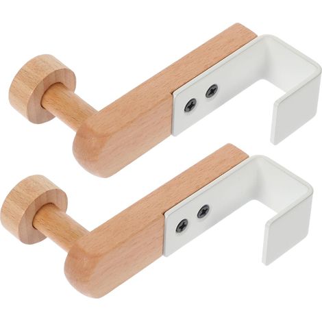 Drill Over the Door Hooks 2 Pieces Iron and Wood Compact