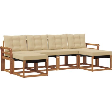 Ensemble de canapés d'extérieur 6 pcs  Salon de jardin Naturel et Beige (1/5)