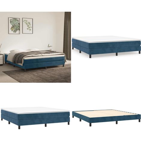 Struttura Letto a Rete a Molle Blu Scuro 180x200 cm in Velluto - Materasso letto - Letto a molle in velluto