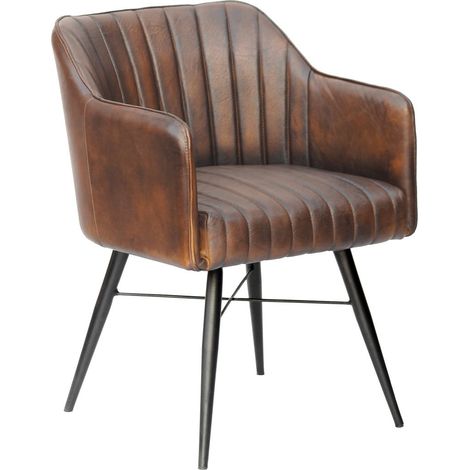 IRON LABEL 11 Sedia in vera pelle - marrone 54x68x78