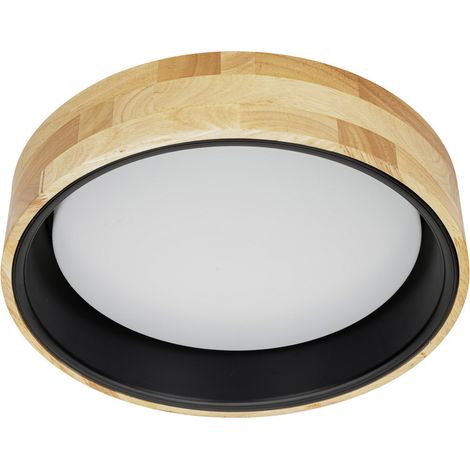 Plafonnier scandinave bois clair noir LED 20W Italux (1/2)