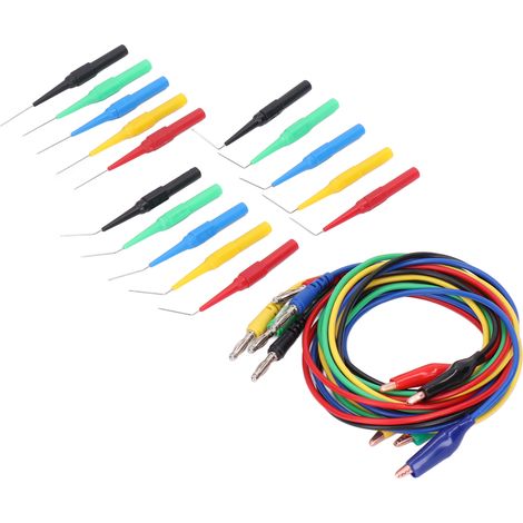 Kit de test multimètre avec cordons à embouts banane, pinces nickelées et pointes de perçage, référence JT8005 (1/5)