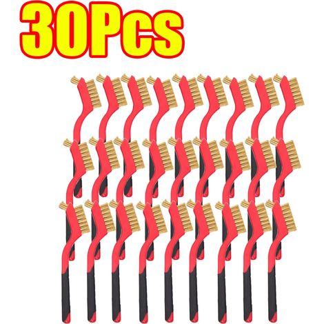 (C-30 pièces (10 ensembles)) Brosse de nettoyage en laiton, métal laiton/acier inoxydable/nylon, adaptée aux hottes à gaz, dégraisse et élimine les taches, outil de nettoyage des plaques de cuisson (1/4)