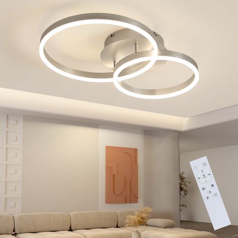 GBLY Deckenlampe LED Deckenleuchte Wohnzimmer - Wohnzimmerlampe Modern Design Dimmbar 40CM Schlafzimmerlampe mit Fernbedienung Gold 2 Ring aus Acryl 46W Deckenbeleuchtung für Schlafzimmer Küche
